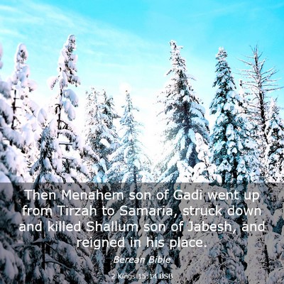 Picture 03 - 2 Kings 15:14 BSB - Then Menahem son of Gadi went up from Tirzah to - Bible Verse Picture
