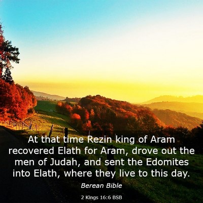 Picture 03 - 2 Kings 16:6 BSB - At that time Rezin king of Aram recovered Elath - Bible Verse Picture