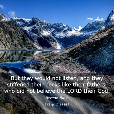 Picture 03 - 2 Kings 17:14 BSB - But they would not listen, and they stiffened - Bible Verse Picture