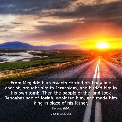 Picture 03 - 2 Kings 23:30 BSB - From Megiddo his servants carried his body in a - Bible Verse Picture