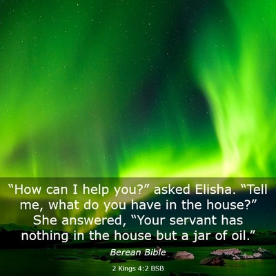 Picture 03 - 2 Kings 4:2 BSB - “How can I help you?” asked Elisha. “Tell - Bible Verse Picture
