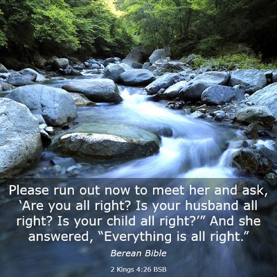 Picture 03 - 2 Kings 4:26 BSB - Please run out now to meet her and ask, ‘Are - Bible Verse Picture