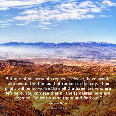 Picture 03 - 2 Kings 7:13 BSB - But one of his servants replied, “Please, have - Bible Verse Picture
