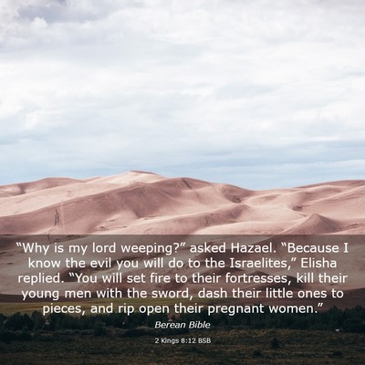 Picture 03 - 2 Kings 8:12 BSB - “Why is my lord weeping?” asked Hazael. - Bible Verse Picture