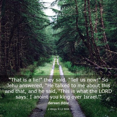 Picture 03 - 2 Kings 9:12 BSB - “That is a lie!” they said. “Tell us - Bible Verse Picture