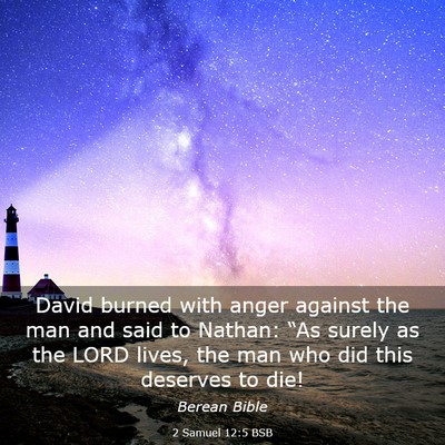 Picture 03 - 2 Samuel 12:5 BSB - David burned with anger against the man and said - Bible Verse Picture