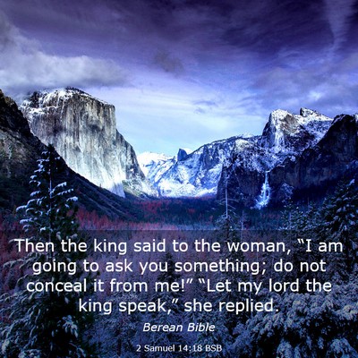 Picture 03 - 2 Samuel 14:18 BSB - Then the king said to the woman, “I am going to - Bible Verse Picture