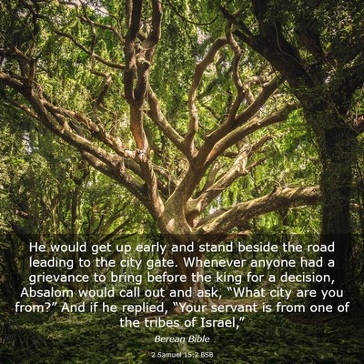 Picture 03 - 2 Samuel 15:2 BSB - He would get up early and stand beside the road - Bible Verse Picture