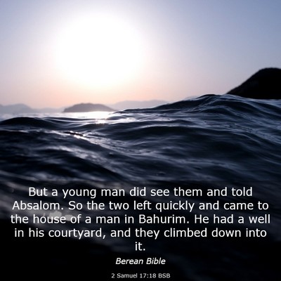 Picture 03 - 2 Samuel 17:18 BSB - But a young man did see them and told Absalom. So - Bible Verse Picture