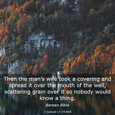 Picture 03 - 2 Samuel 17:19 BSB - Then the man’s wife took a covering and spread - Bible Verse Picture
