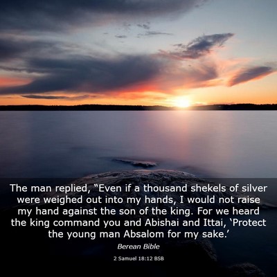 Picture 03 - 2 Samuel 18:12 BSB - The man replied, “Even if a thousand shekels of - Bible Verse Picture
