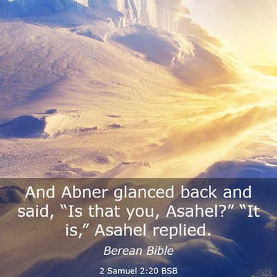 Picture 03 - 2 Samuel 2:20 BSB - And Abner glanced back and said, “Is that you, - Bible Verse Picture