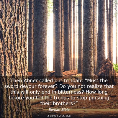Picture 03 - 2 Samuel 2:26 BSB - Then Abner called out to Joab: “Must the sword - Bible Verse Picture