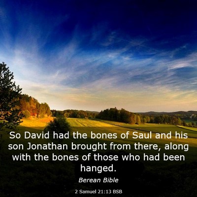 Picture 03 - 2 Samuel 21:13 BSB - So David had the bones of Saul and his son - Bible Verse Picture