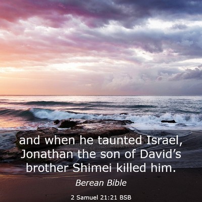 Picture 03 - 2 Samuel 21:21 BSB - and when he taunted Israel, Jonathan the son of - Bible Verse Picture