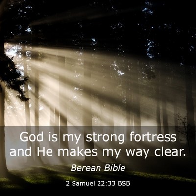 Picture 03 - 2 Samuel 22:33 BSB - God is my strong fortress and He makes my way - Bible Verse Picture