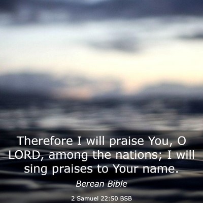 Picture 03 - 2 Samuel 22:50 BSB - Therefore I will praise You, O LORD, among the - Bible Verse Picture