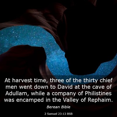 Picture 03 - 2 Samuel 23:13 BSB - At harvest time, three of the thirty chief men - Bible Verse Picture