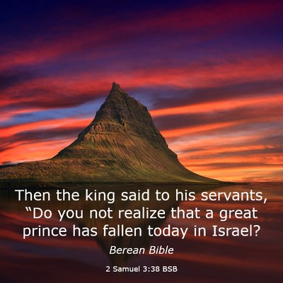 Picture 03 - 2 Samuel 3:38 BSB - Then the king said to his servants, “Do you not - Bible Verse Picture