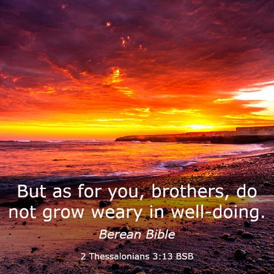Picture 03 - 2 Thessalonians 3:13 BSB - But as for you, brothers, do not grow weary in - Bible Verse Picture