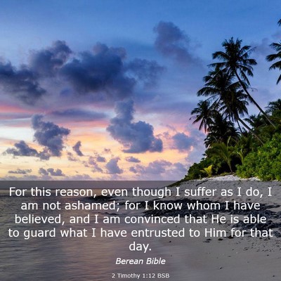Picture 03 - 2 Timothy 1:12 BSB - For this reason, even though I suffer as I do, I - Bible Verse Picture