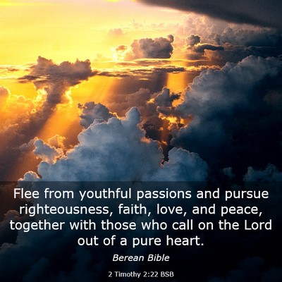Picture 03 - 2 Timothy 2:22 BSB - Flee from youthful passions and pursue - Bible Verse Picture