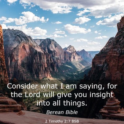Picture 03 - 2 Timothy 2:7 BSB - Consider what I am saying, for the Lord will give - Bible Verse Picture