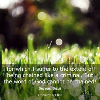 Picture 03 - 2 Timothy 2:9 BSB - for which I suffer to the extent of being chained - Bible Verse Picture