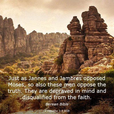Picture 03 - 2 Timothy 3:8 BSB - Just as Jannes and Jambres opposed Moses, so also - Bible Verse Picture
