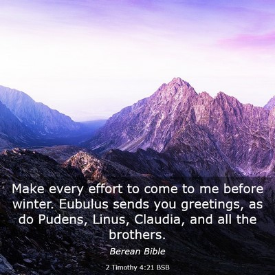 Picture 03 - 2 Timothy 4:21 BSB - Make every effort to come to me before winter. - Bible Verse Picture