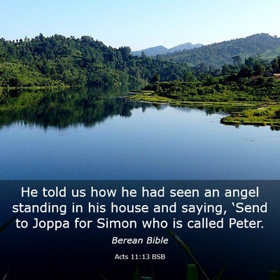 Picture 03 - Acts 11:13 BSB - He told us how he had seen an angel standing in - Bible Verse Picture