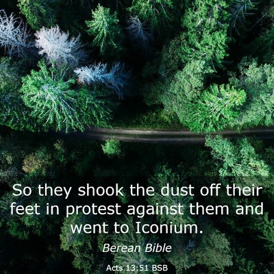Picture 03 - Acts 13:51 BSB - So they shook the dust off their feet in protest - Bible Verse Picture