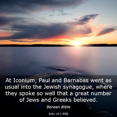 Picture 03 - Acts 14:1 BSB - At Iconium, Paul and Barnabas went as usual into - Bible Verse Picture