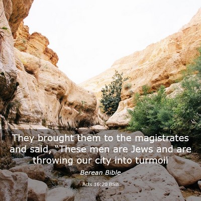 Picture 03 - Acts 16:20 BSB - They brought them to the magistrates and said, - Bible Verse Picture