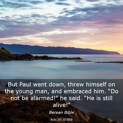 Picture 03 - Acts 20:10 BSB - But Paul went down, threw himself on the young - Bible Verse Picture