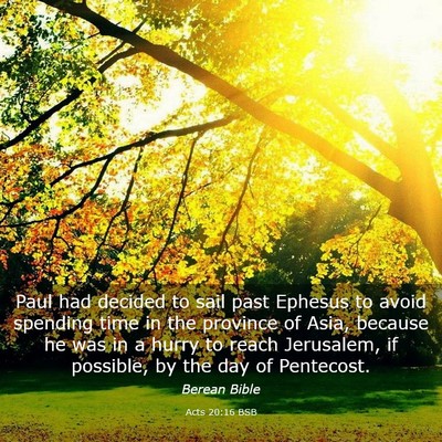 Picture 03 - Acts 20:16 BSB - Paul had decided to sail past Ephesus to avoid - Bible Verse Picture
