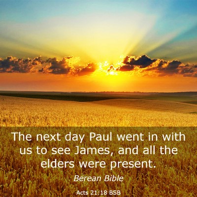 Picture 03 - Acts 21:18 BSB - The next day Paul went in with us to see James, - Bible Verse Picture