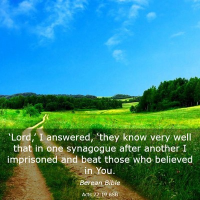 Picture 03 - Acts 22:19 BSB - ‘Lord,’ I answered, ‘they know very well - Bible Verse Picture