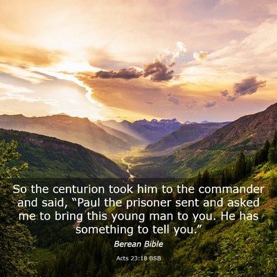 Picture 03 - Acts 23:18 BSB - So the centurion took him to the commander and - Bible Verse Picture