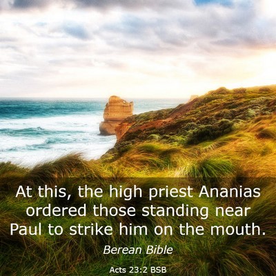 Picture 03 - Acts 23:2 BSB - At this, the high priest Ananias ordered those - Bible Verse Picture