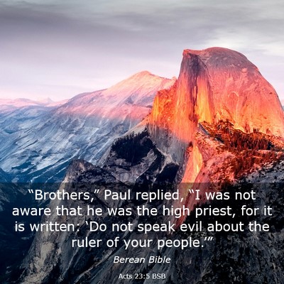 Picture 03 - Acts 23:5 BSB - “Brothers,” Paul replied, “I was not aware - Bible Verse Picture