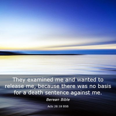 Picture 03 - Acts 28:18 BSB - They examined me and wanted to release me, - Bible Verse Picture