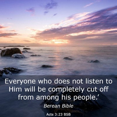 Picture 03 - Acts 3:23 BSB - Everyone who does not listen to Him will be - Bible Verse Picture