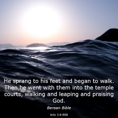 Picture 03 - Acts 3:8 BSB - He sprang to his feet and began to walk. Then he - Bible Verse Picture