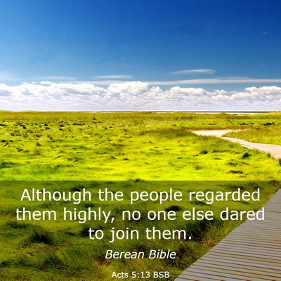 Picture 03 - Acts 5:13 BSB - Although the people regarded them highly, no one - Bible Verse Picture