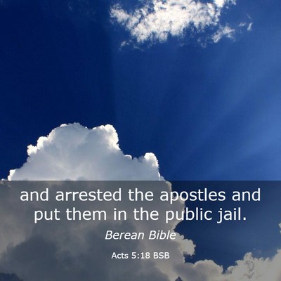 Picture 03 - Acts 5:18 BSB - and arrested the apostles and put them in the - Bible Verse Picture