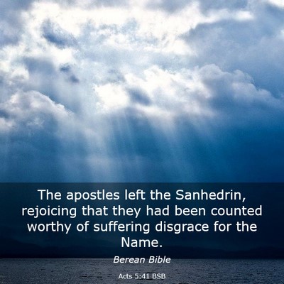 Picture 03 - Acts 5:41 BSB - The apostles left the Sanhedrin, rejoicing that - Bible Verse Picture