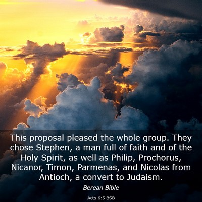 Picture 03 - Acts 6:5 BSB - This proposal pleased the whole group. They chose - Bible Verse Picture