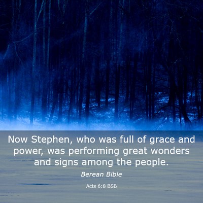Picture 03 - Acts 6:8 BSB - Now Stephen, who was full of grace and power, was - Bible Verse Picture
