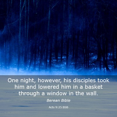 Picture 03 - Acts 9:25 BSB - One night, however, his disciples took him and - Bible Verse Picture
